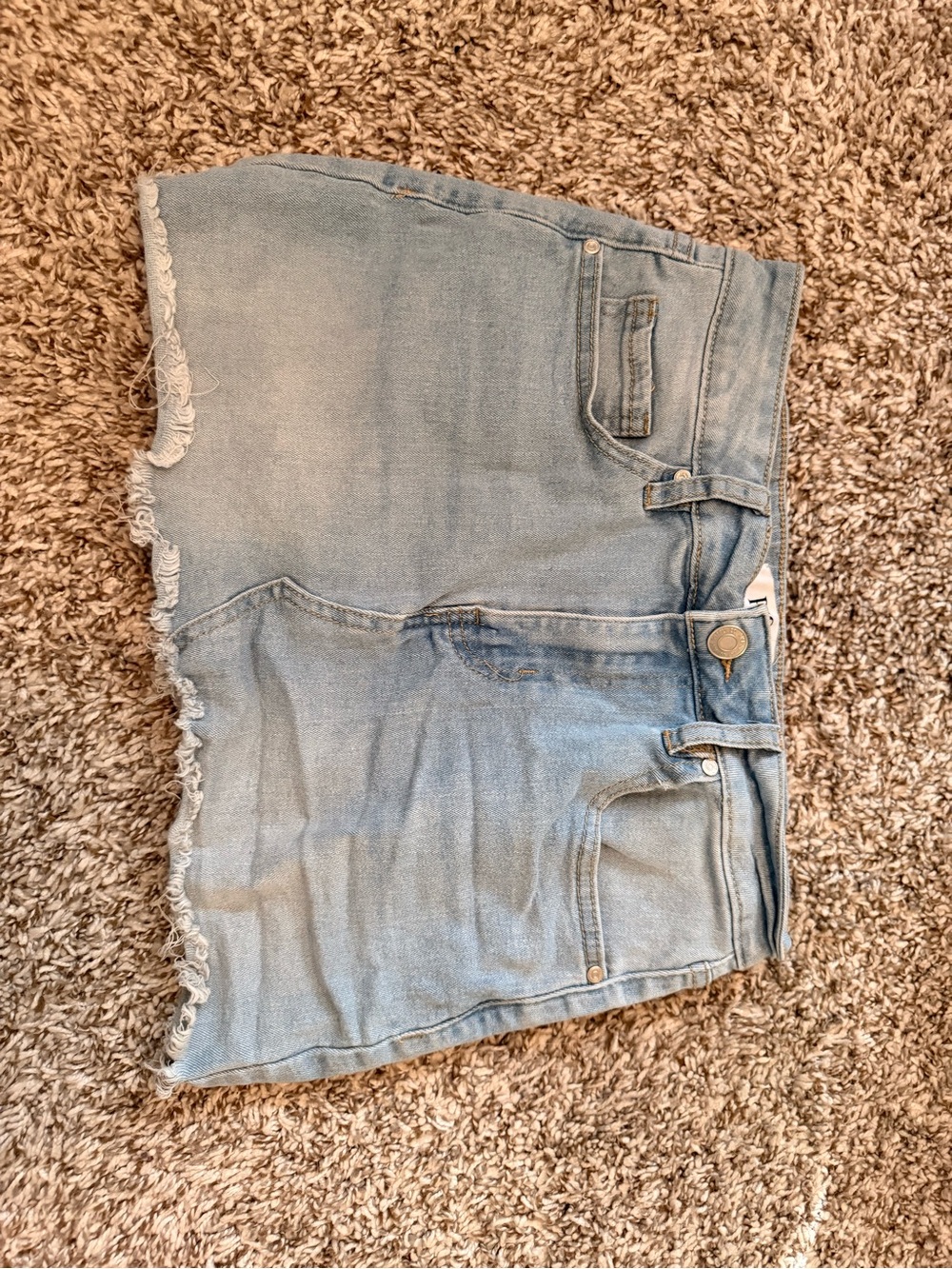Light Wash Frayed Denim Mini Skirt - Women